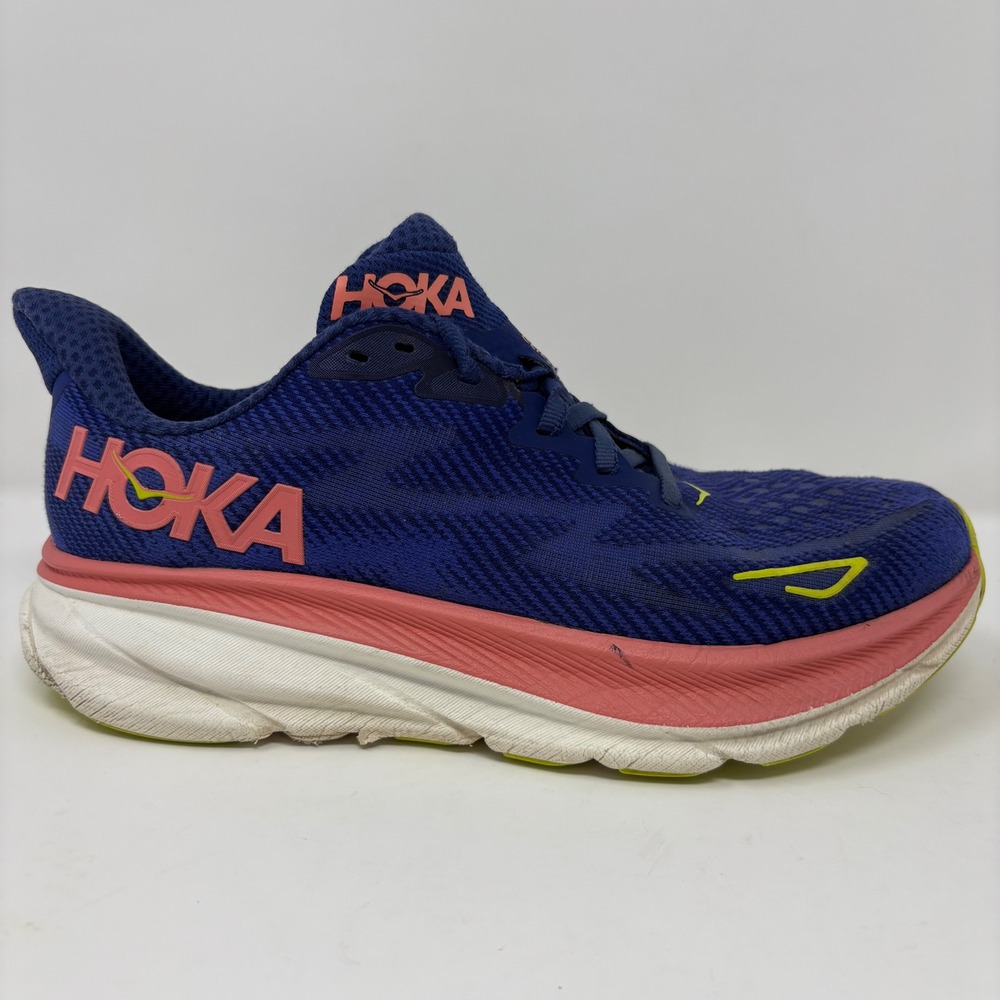 Hoka Clifton 9 Women's Size 7.5 Blue Red Running‎ Shoes (1127896 EVN)